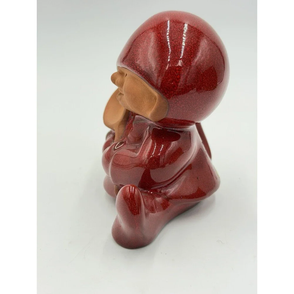 Swedish Pottery Nittsjo Red Tomte Gnome With Spoon 13148